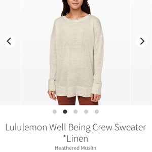 Lululemon Being Well Crew Sweater Linen Size Medium